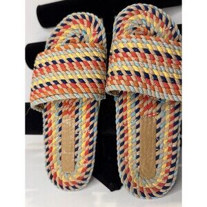 Salt + Umber Women's Sz. 6 Striped Sunny Slip On Sandals Vegan